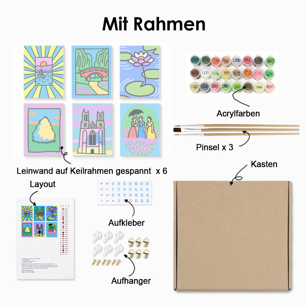 Sommerreisen 6 Stück Mini Malen nach Zahlen