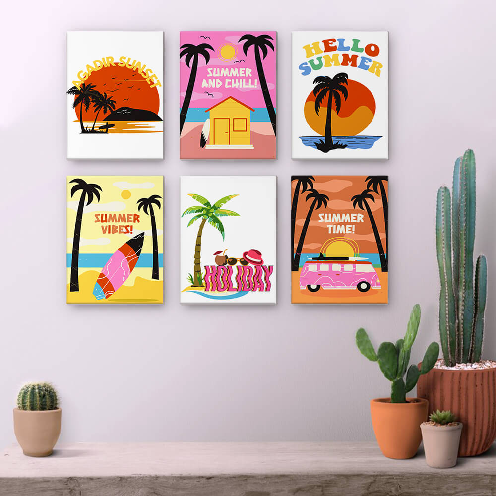 Sommerzeit! 6 Stück Mini Malen nach Zahlen