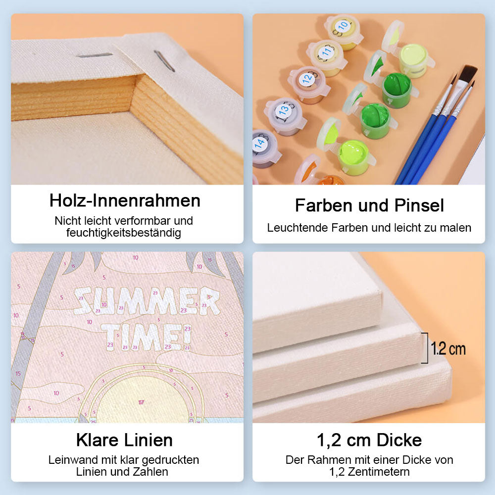 Sommerzeit! 6 Stück Mini Malen nach Zahlen