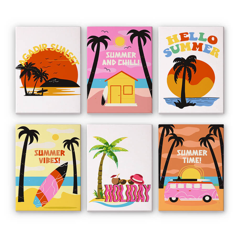 Sommerzeit! 6 Stück Mini Malen nach Zahlen