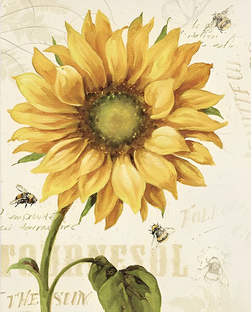 Sonnenblume und Bienen Malen nach Zahlen