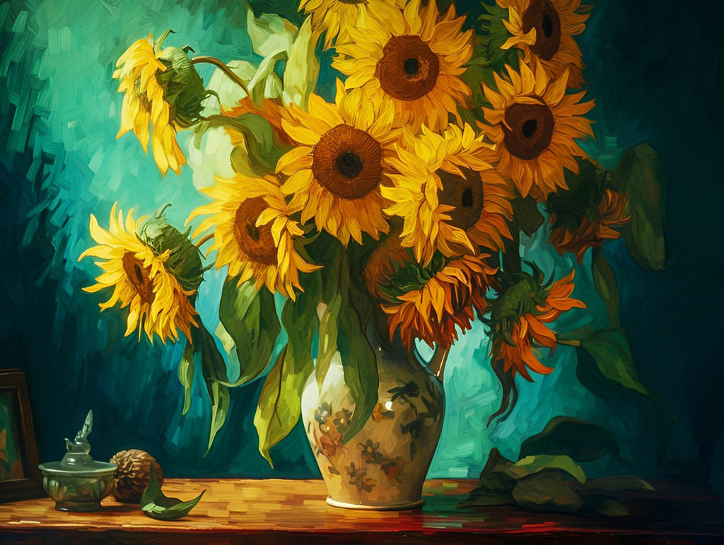 Sonnenblumen in der Vase Malen nach Zahlen