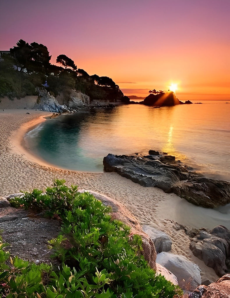 Sonnenuntergang und Meer Malen nach Zahlen