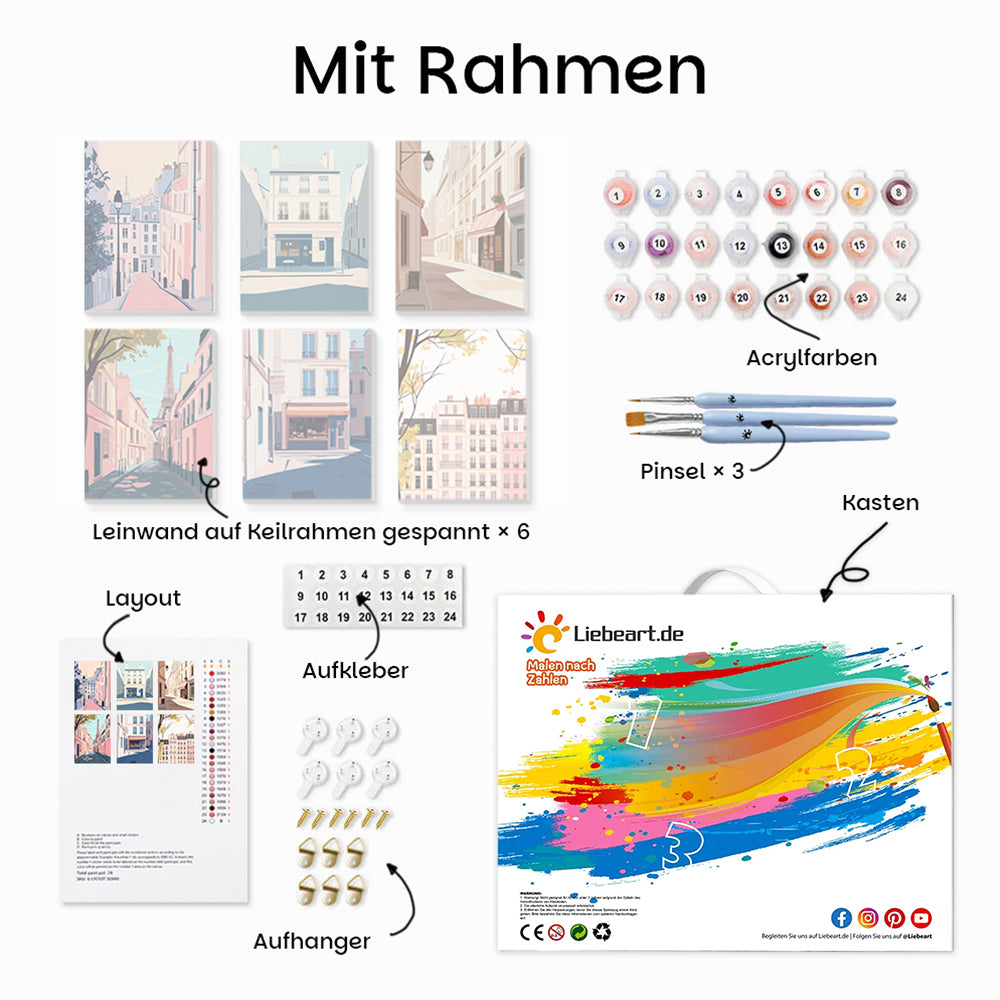 Stadt-Hochhäuser 6 Stück Mini Malen nach Zahlen