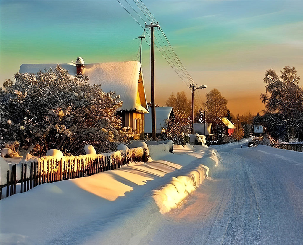 Stadt und Schnee Malen nach Zahlen