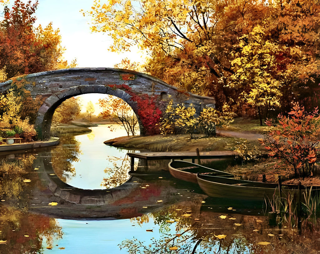 Steinbogen im Herbst Malen nach Zahlen