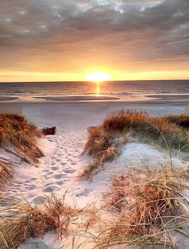 Strand bei Sonnenaufgang Malen nach Zahlen