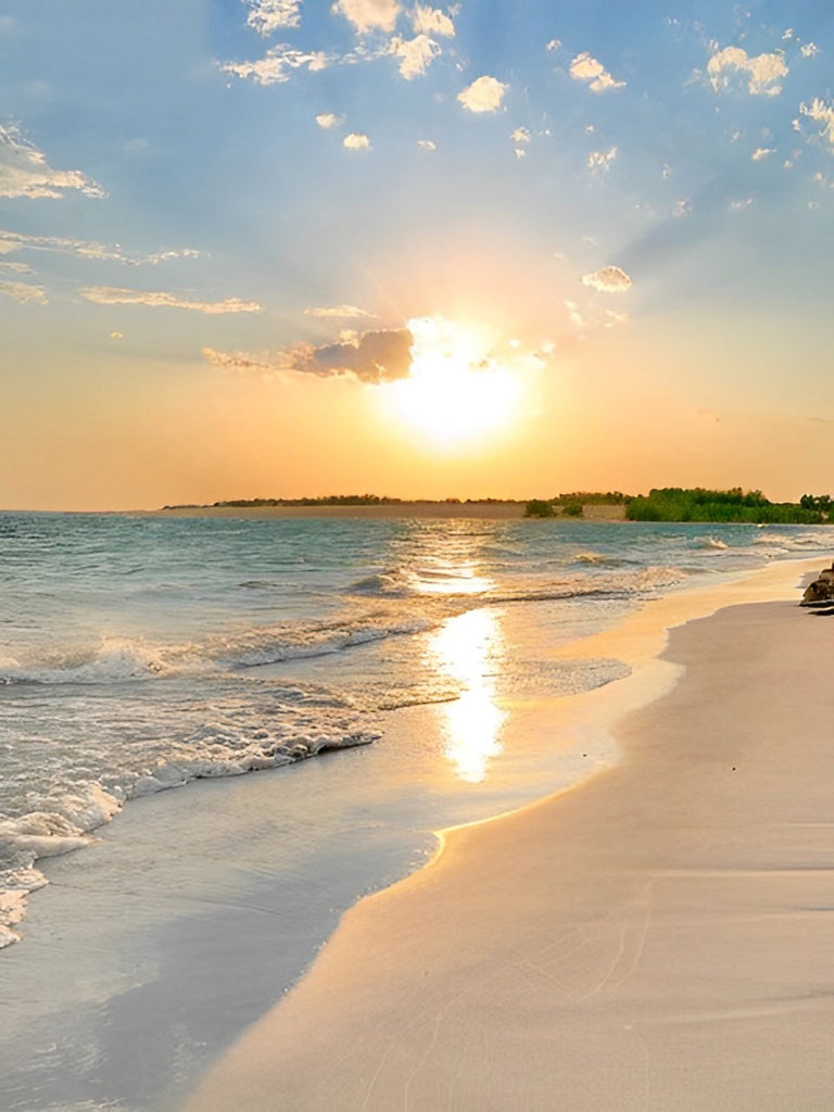 Strand bei Sonnenaufgang Malen nach Zahlen