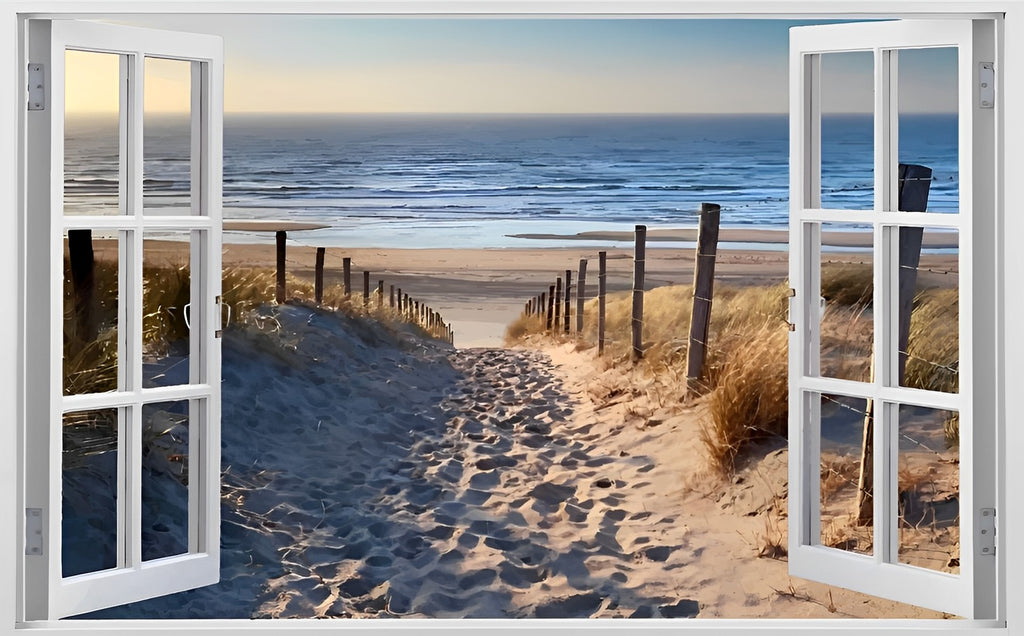 Strand draußen vor dem Fenster Malen nach Zahlen