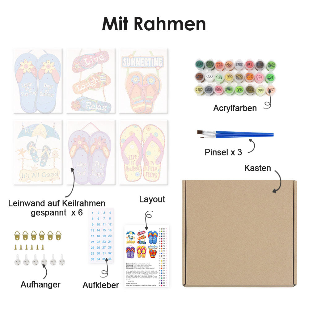 Strand-Flipflops 6 Stück Mini Malen nach Zahlen