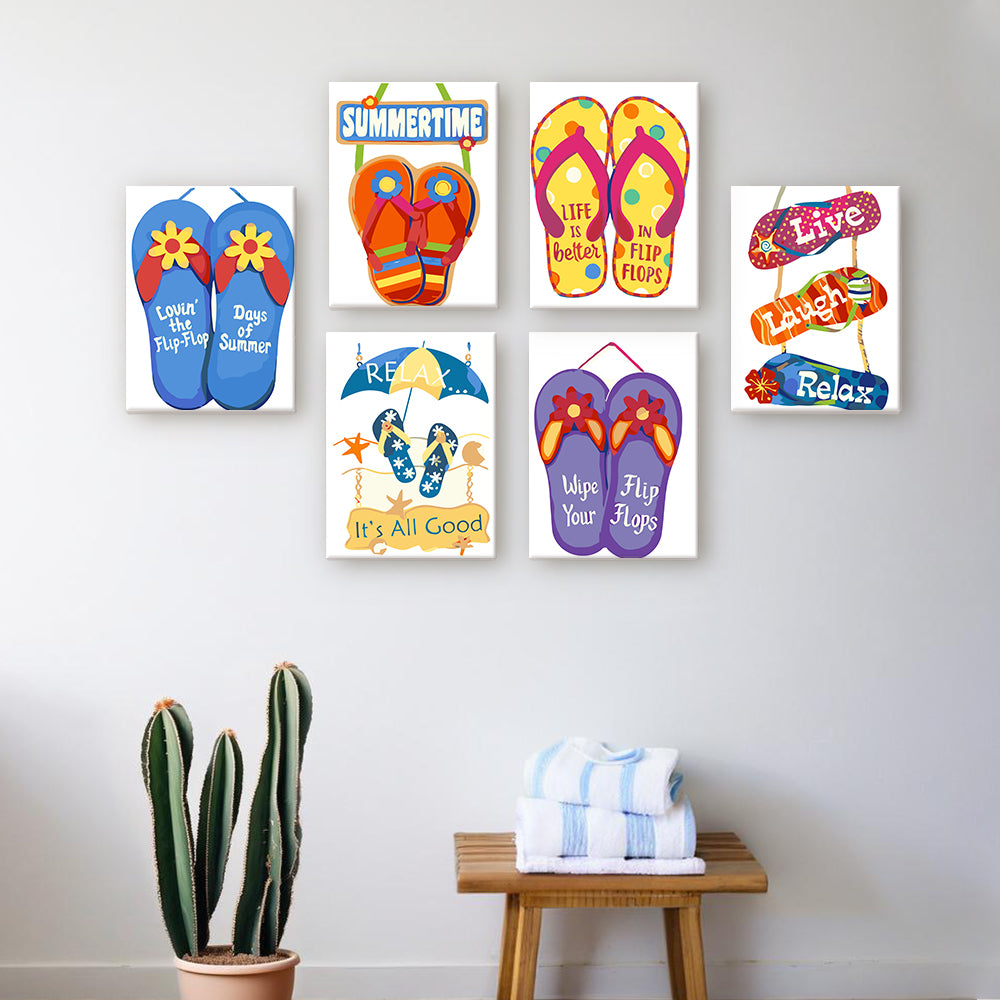 Strand-Flipflops 6 Stück Mini Malen nach Zahlen