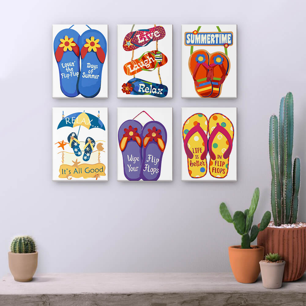 Strand-Flipflops 6 Stück Mini Malen nach Zahlen