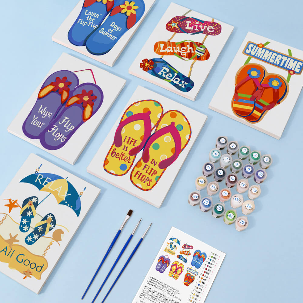 Strand-Flipflops 6 Stück Mini Malen nach Zahlen