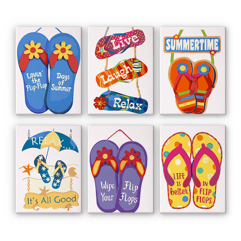 Strand-Flipflops 6 Stück Mini Malen nach Zahlen