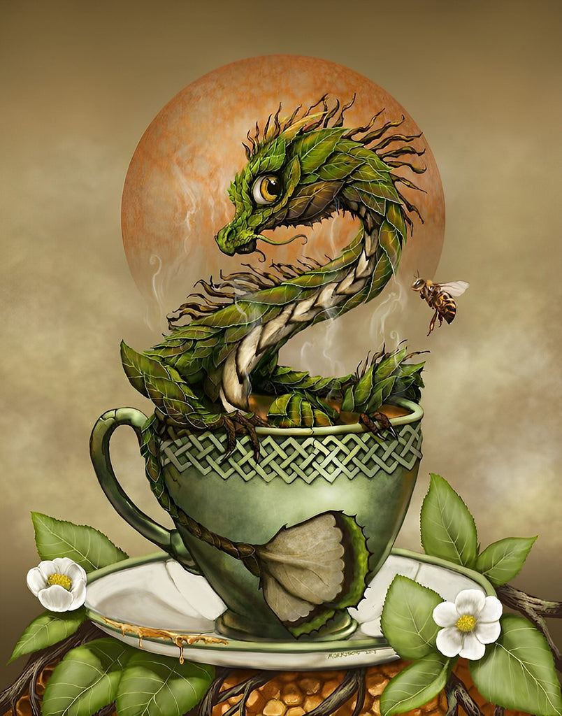 Süßer Drache in der Tasse Malen nach Zahlen