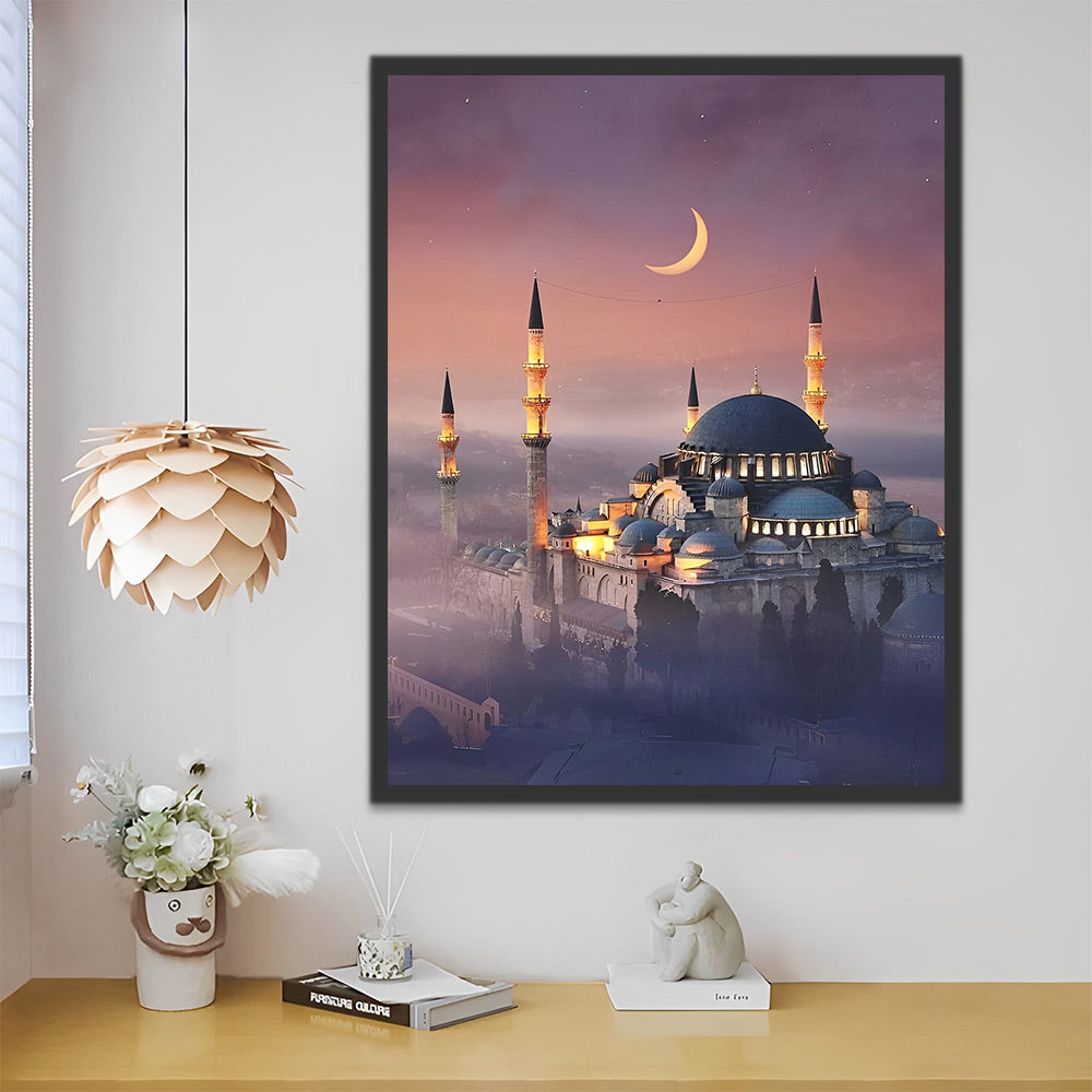 Sultan-Ahmed-Moschee und Mond Malen nach Zahlen