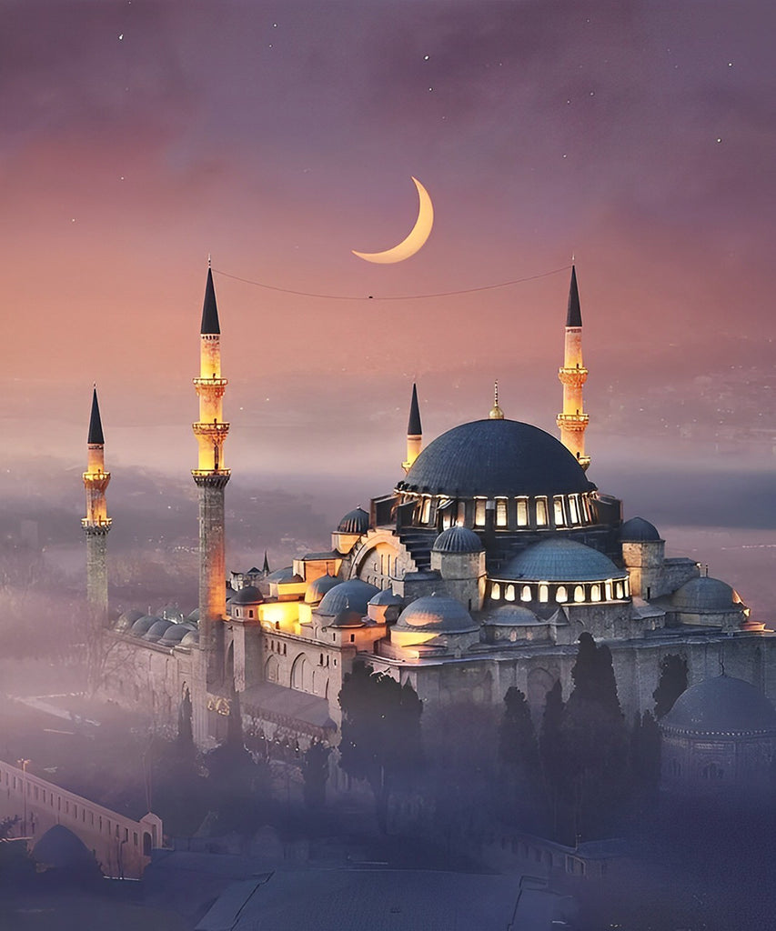 Sultan-Ahmed-Moschee und Mond Malen nach Zahlen