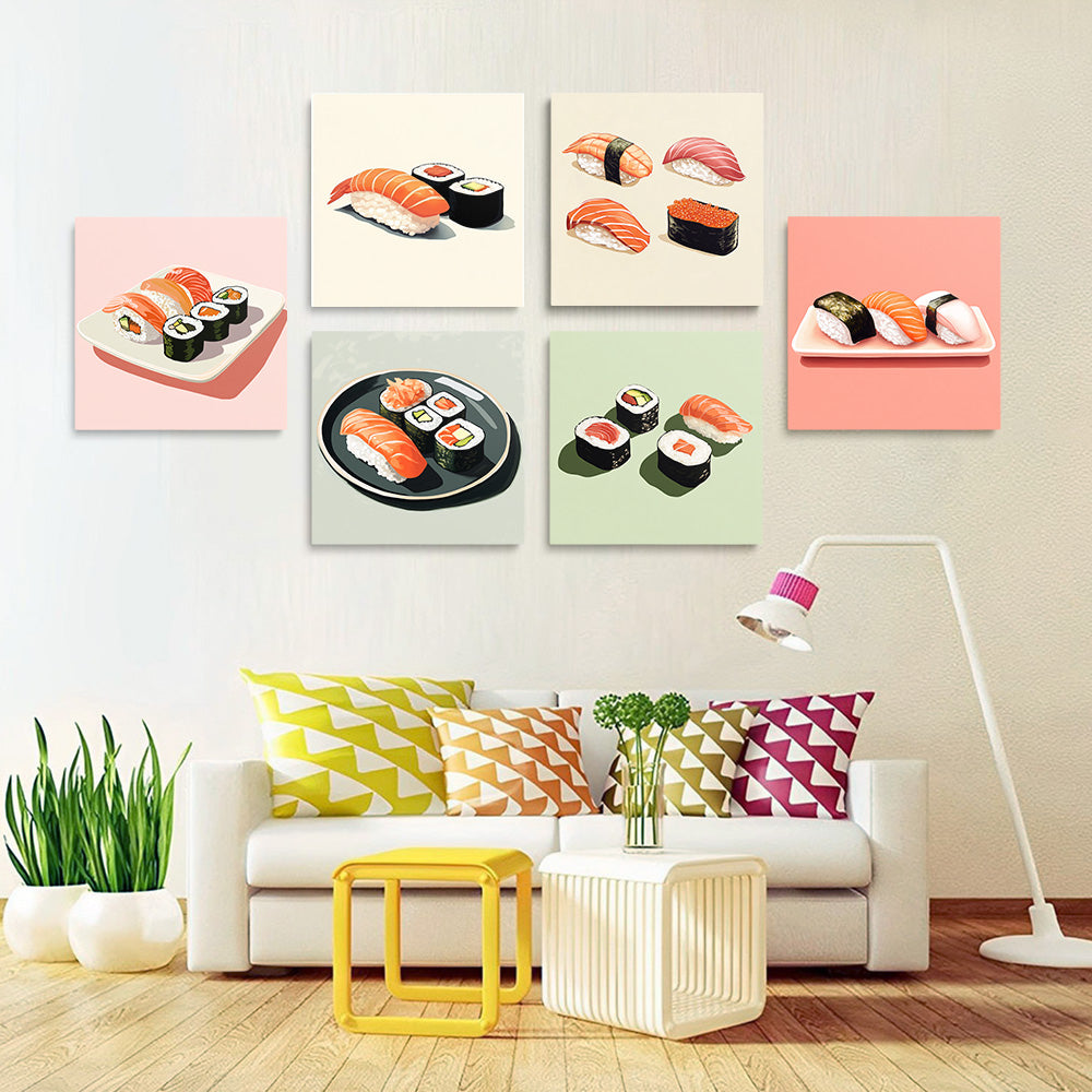 Sushi-Platte 6 Stück Mini Malen nach Zahlen