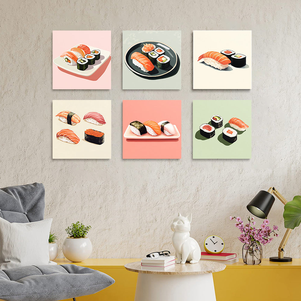 Sushi-Platte 6 Stück Mini Malen nach Zahlen