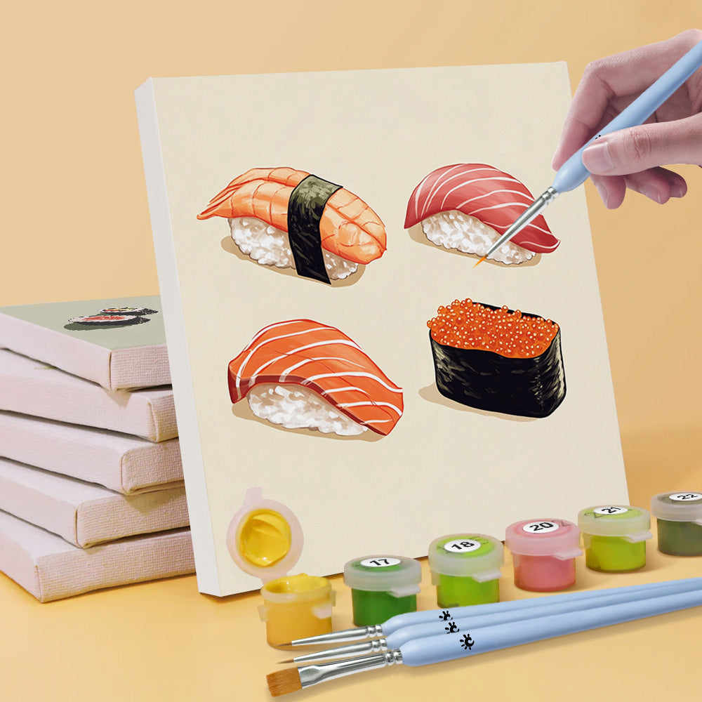Sushi-Platte 6 Stück Mini Malen nach Zahlen