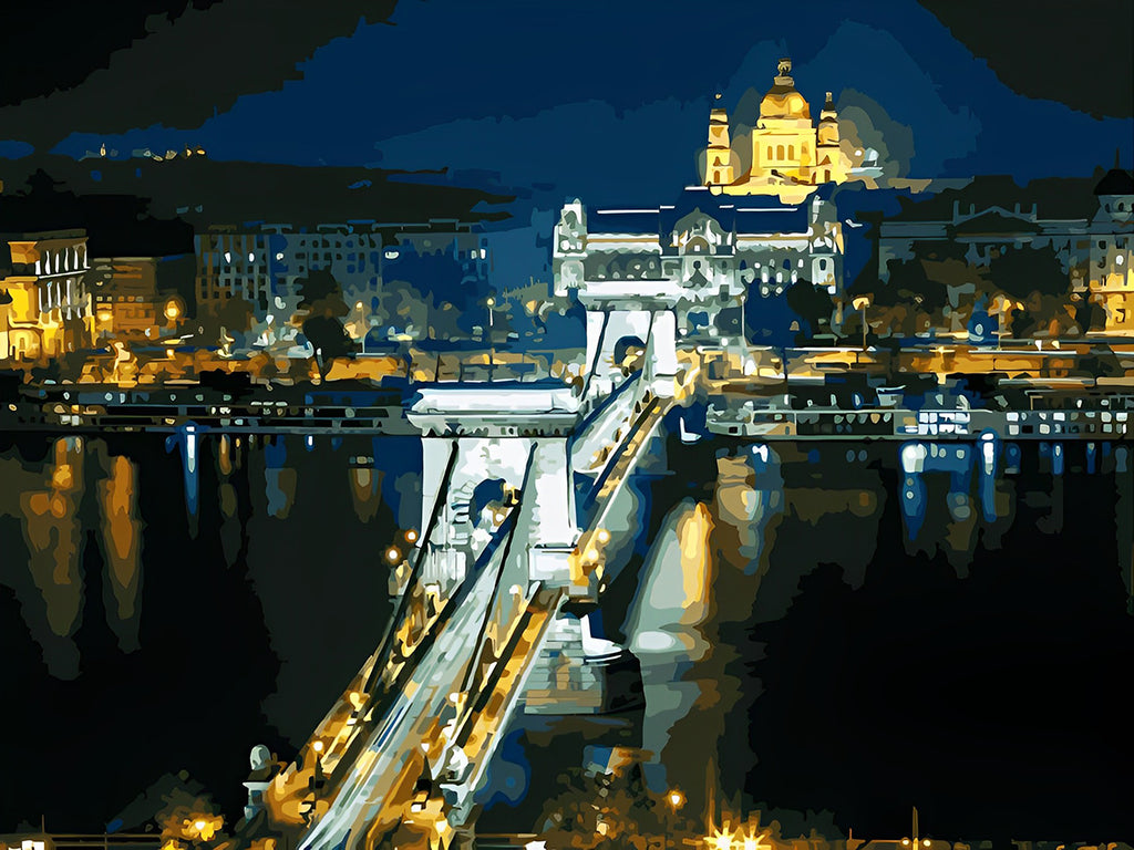 Széchenyi-Kettenbrücke in Budapest Malen nach Zahlen