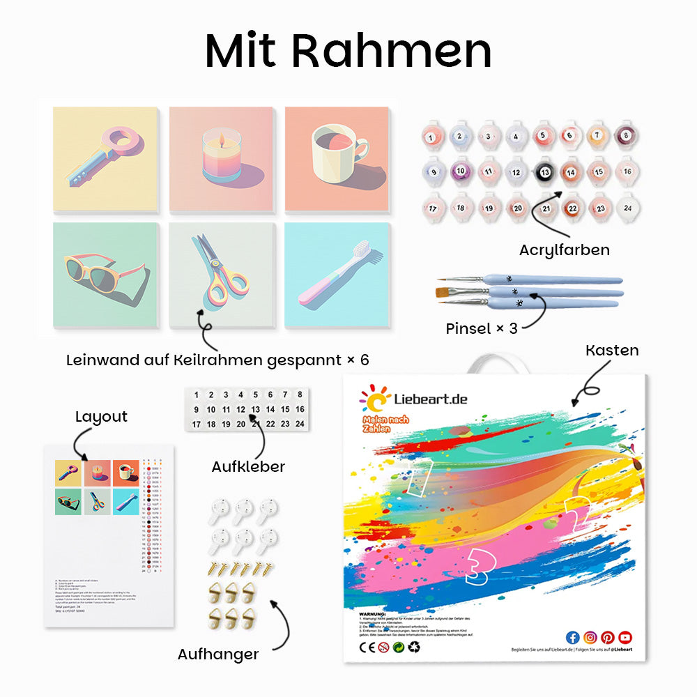 Täglicher Bedarf 6 Stück Mini Malen nach Zahlen