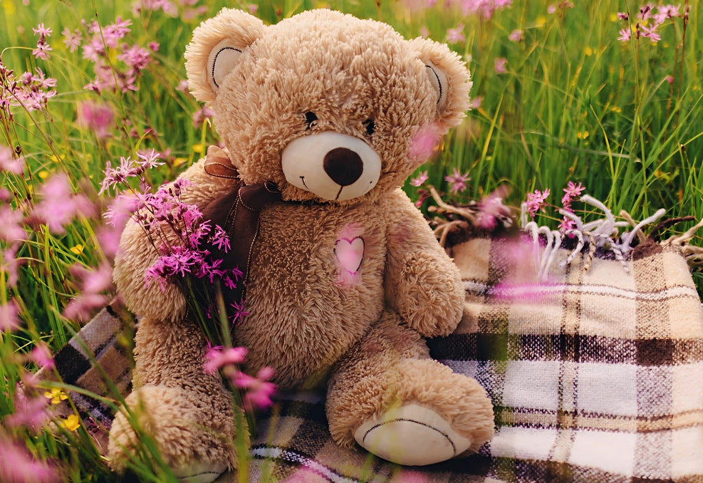 Teddybär mit Blumen Malen nach Zahlen