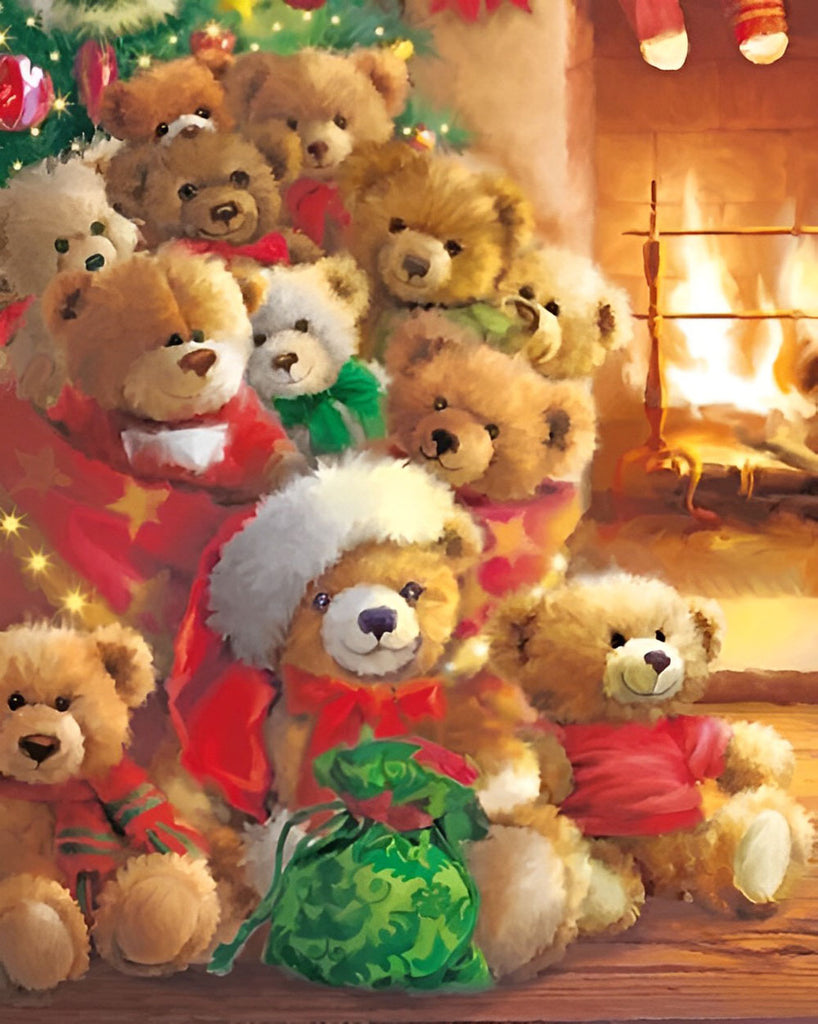 Teddybären an Weihnachten Malen nach Zahlen