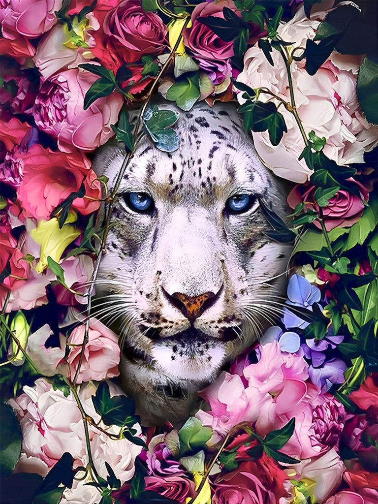 Tiger und Blumen Malen nach Zahlen