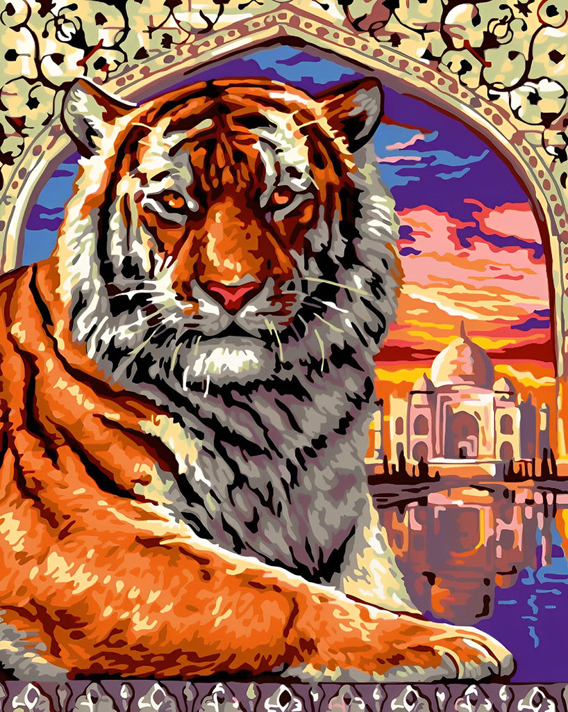 Tiger und Taj Mahal Malen nach Zahlen