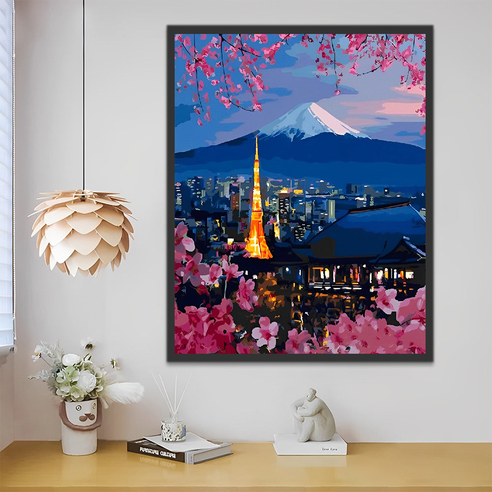 Tokyo Tower bei Nacht Malen nach Zahlen