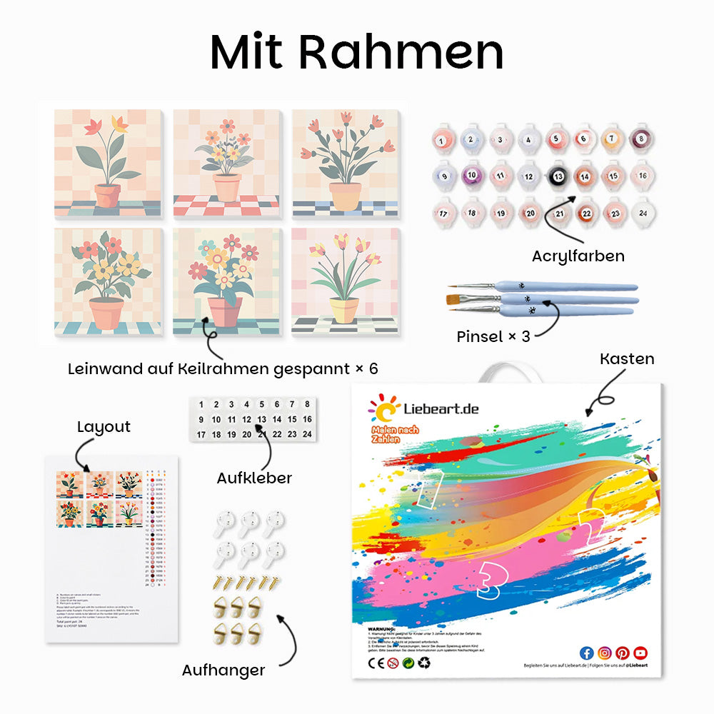Topfblumen 6 Stück Mini Malen nach Zahlen