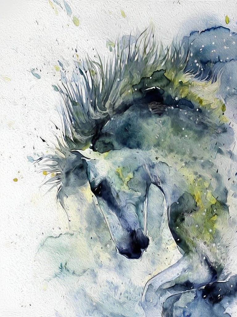 Trauriges Pferd im Aquarellstil Malen nach Zahlen