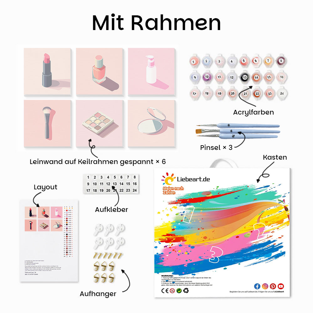 Trendige Kosmetika 6 Stück Mini Malen nach Zahlen