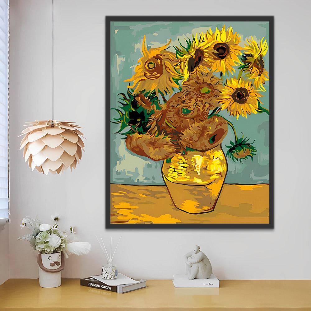 Van Gogh, Abstrakte Sonnenblumen Malen nach Zahlen