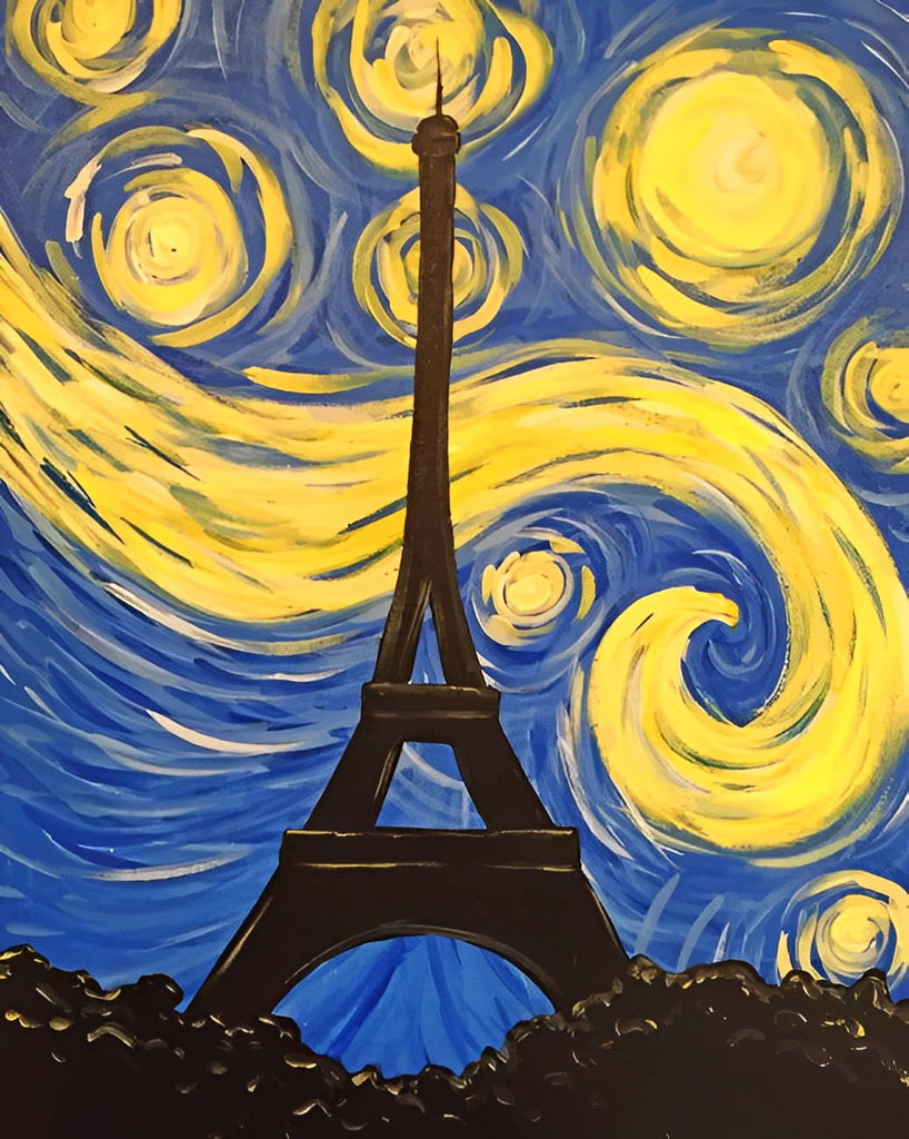 Van Gogh Eiffelturm unter Sternenhimmel Malen nach Zahlen