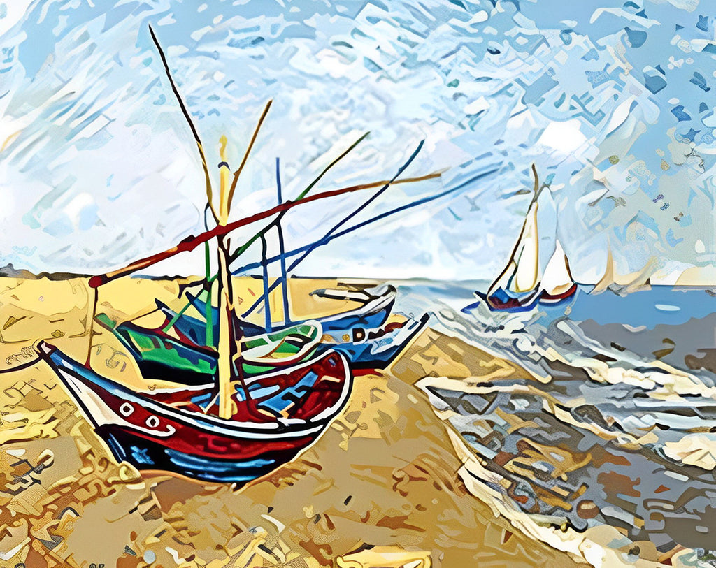 Van Gogh, Fischerboote am Meer Malen nach Zahlen