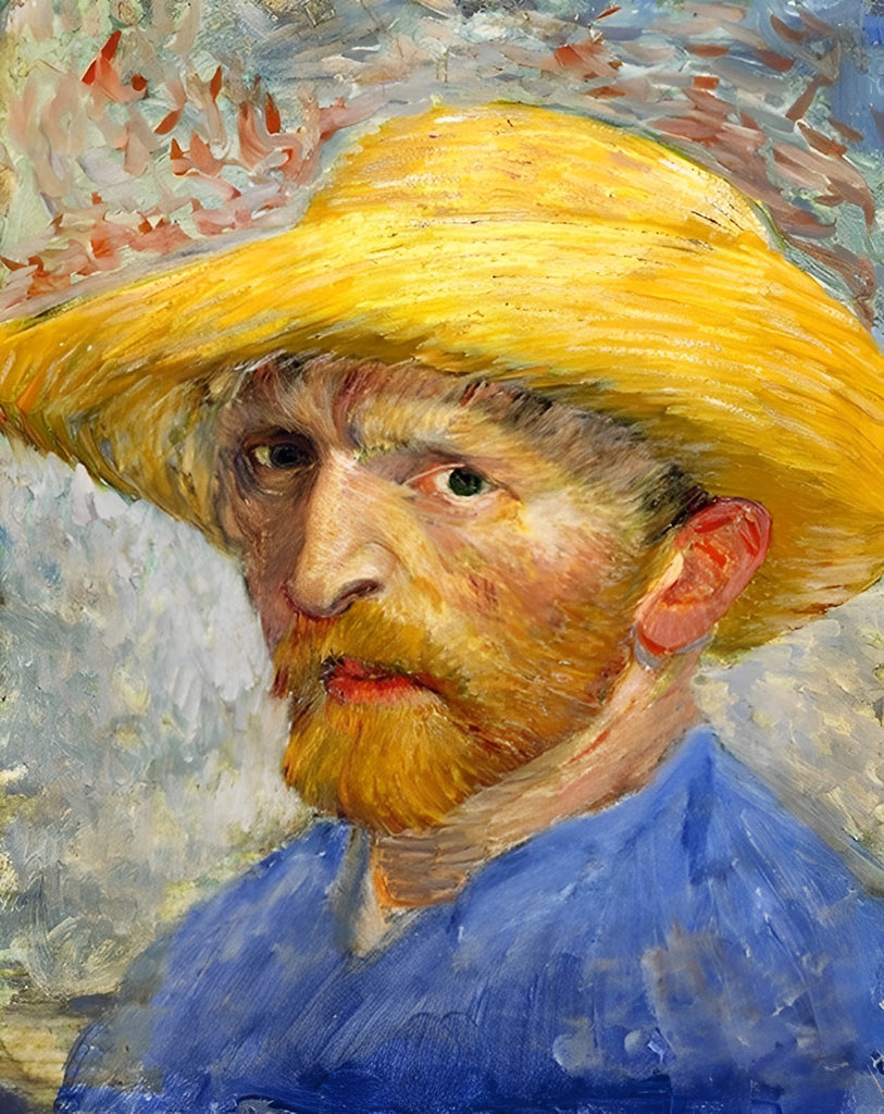 Van Gogh, Selbstporträt mit Strohhut Malen nach Zahlen