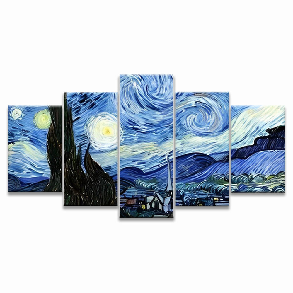 Van Gogh Sternennacht 5-teilig Sonderformat Malen nach Zahlen