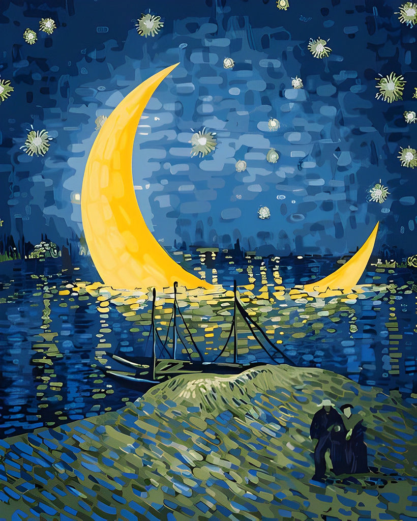 Van Gogh Sternennacht Mond Malen nach Zahlen