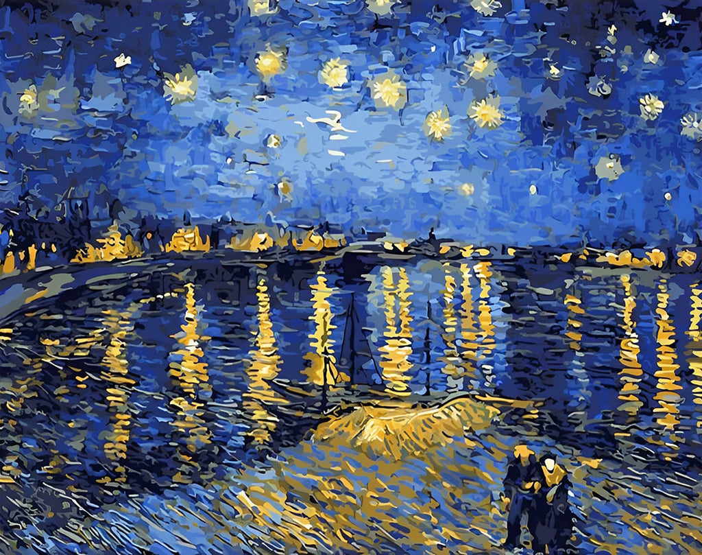 Van Gogh, Sternennacht über der Rhone Malen nach Zahlen