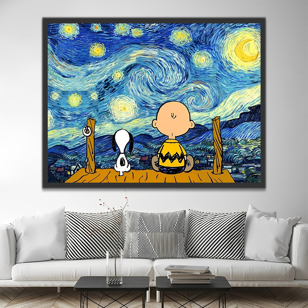 Van Gogh, Sternennacht und Snoopy Malen nach Zahlen