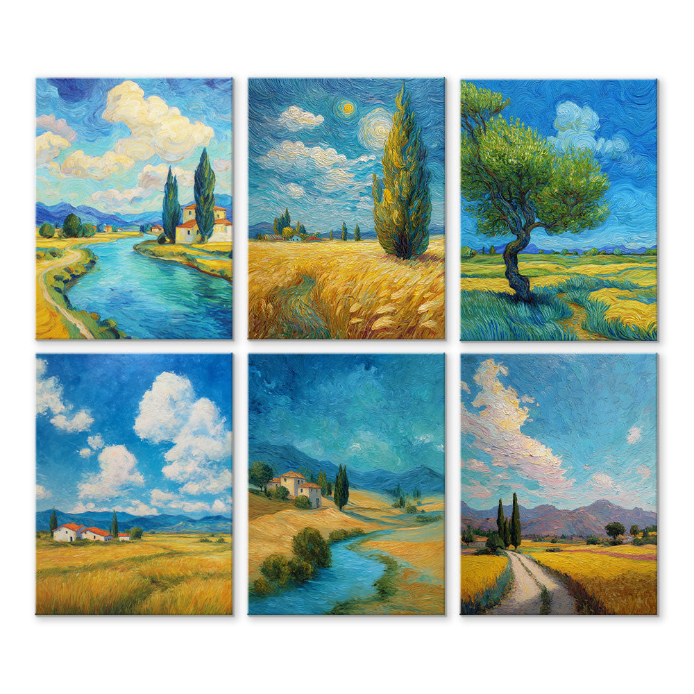 Van Gogh-Stil Felder 6 Stück Mini Malen nach Zahlen