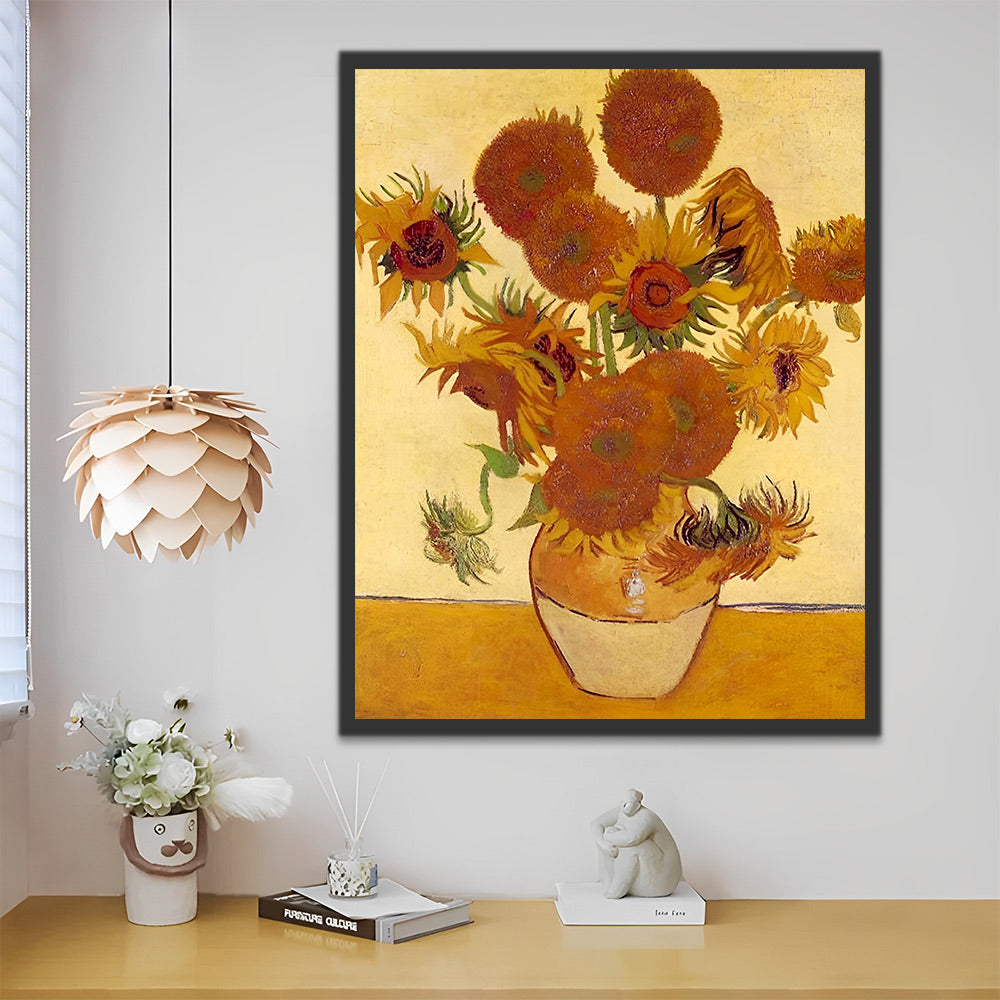 Van Gogh, Vierzehn Sonnenblumen in der Vase Malen nach Zahlen