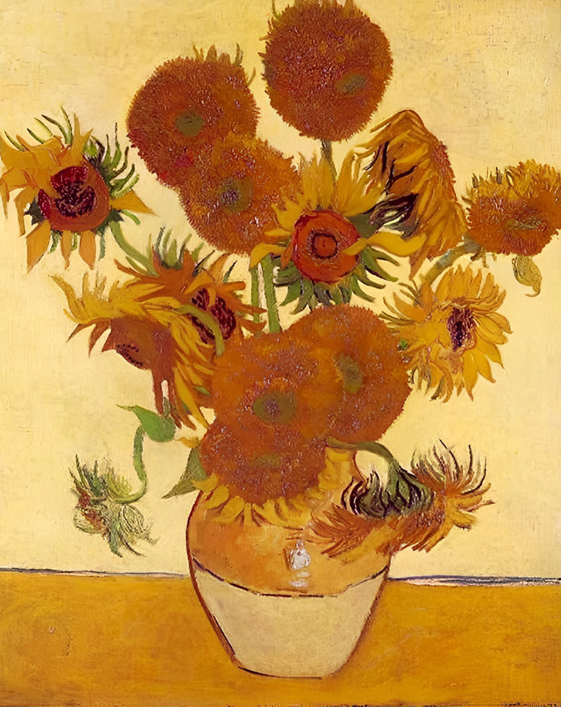 Van Gogh, Vierzehn Sonnenblumen in der Vase Malen nach Zahlen