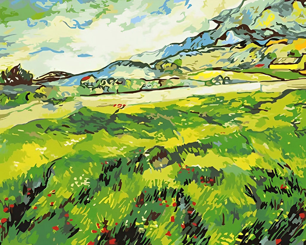 Van Gogh, Weizenfeld bei Sonnenaufgang im Frühling Malen nach Zahlen