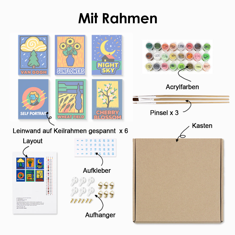 Van Goghs Blaue Gemälde 6 Stück Mini Malen nach Zahlen