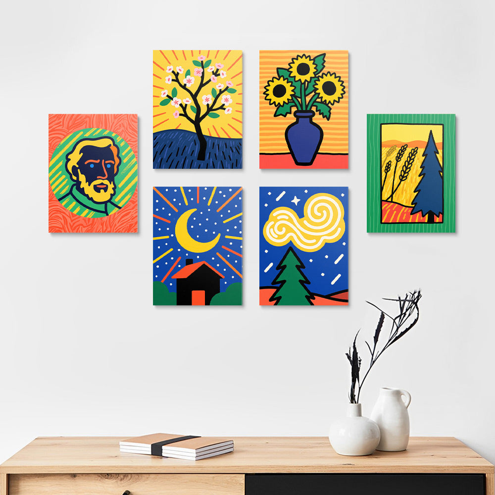 Van Goghs Gemälde 6 Stück Mini Malen nach Zahlen