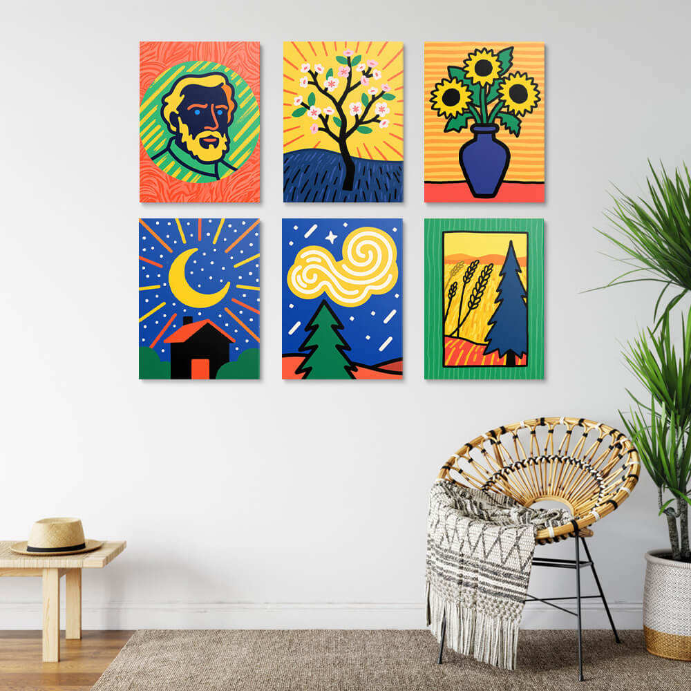 Van Goghs Gemälde 6 Stück Mini Malen nach Zahlen