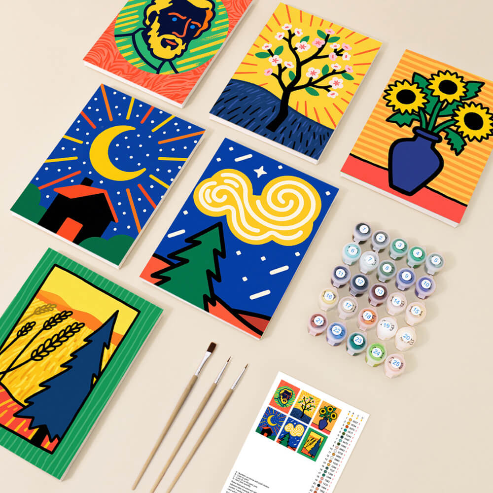 Van Goghs Gemälde 6 Stück Mini Malen nach Zahlen